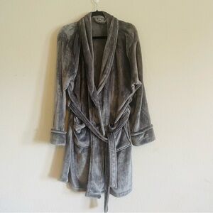 Ardour gray pajama robe one size crossover waist tie plush like new soft lounge
